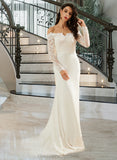 Karlee Trumpet/Mermaid Off-the-Shoulder Court Train Wedding Dress With Lace STIP0013680