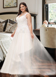 Izabella Ball-Gown/Princess V-neck Court Train Tulle Wedding Dress STIP0013682