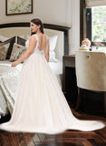 Izabella Ball-Gown/Princess V-neck Court Train Tulle Wedding Dress STIP0013682