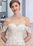 Caroline Ball-Gown/Princess Sweetheart Sweep Train Tulle Wedding Dress STIP0013685