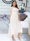 Adison A-Line Scoop Neck Asymmetrical Chiffon Wedding Dress With Beading Sequins STIP0013686