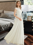 Thalia A-Line Floor-Length Chiffon Lace Wedding Dress STIP0013687