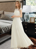 Thalia A-Line Floor-Length Chiffon Lace Wedding Dress STIP0013687