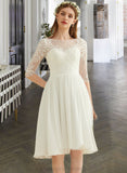 Chanel A-Line Knee-Length Chiffon Lace Wedding Dress With Sequins STIP0013689