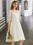 Chanel A-Line Knee-Length Chiffon Lace Wedding Dress With Sequins STIP0013689