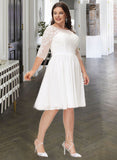 Chanel A-Line Knee-Length Chiffon Lace Wedding Dress With Sequins STIP0013689