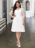 Chanel A-Line Knee-Length Chiffon Lace Wedding Dress With Sequins STIP0013689