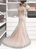 Alanna Trumpet/Mermaid V-neck Court Train Tulle Lace Wedding Dress STIP0013694