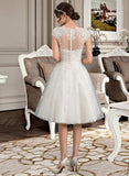 Danika A-Line V-neck Knee-Length Tulle Lace Wedding Dress STIP0013700