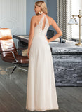 Elaina A-Line High Neck Floor-Length Chiffon Wedding Dress STIP0013702