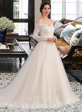 Carlie Ball-Gown/Princess Chapel Train Tulle Lace Wedding Dress STIP0013704