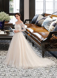 Carlie Ball-Gown/Princess Chapel Train Tulle Lace Wedding Dress STIP0013704