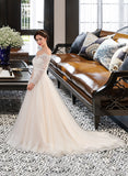 Carlie Ball-Gown/Princess Chapel Train Tulle Lace Wedding Dress STIP0013704