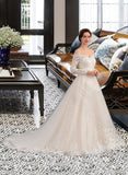 Carlie Ball-Gown/Princess Chapel Train Tulle Lace Wedding Dress STIP0013704