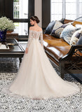 Carlie Ball-Gown/Princess Chapel Train Tulle Lace Wedding Dress STIP0013704