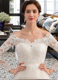 Carlie Ball-Gown/Princess Chapel Train Tulle Lace Wedding Dress STIP0013704