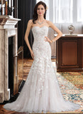 Savanna Trumpet/Mermaid Sweetheart Court Train Tulle Lace Wedding Dress STIP0013710