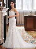 Savanna Trumpet/Mermaid Sweetheart Court Train Tulle Lace Wedding Dress STIP0013710