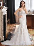 Savanna Trumpet/Mermaid Sweetheart Court Train Tulle Lace Wedding Dress STIP0013710