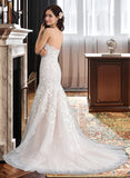 Savanna Trumpet/Mermaid Sweetheart Court Train Tulle Lace Wedding Dress STIP0013710