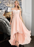 Cecilia A-Line Off-the-Shoulder Asymmetrical Chiffon Wedding Dress With Sequins STIP0013713