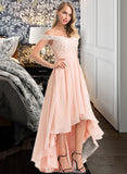 Cecilia A-Line Off-the-Shoulder Asymmetrical Chiffon Wedding Dress With Sequins STIP0013713