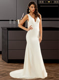 Lynn Trumpet/Mermaid V-neck Court Train Wedding Dress STIP0013714