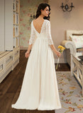 Susie A-Line Sweep Train Wedding Dress With Lace STIP0013715