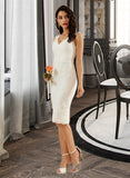 Holly Sheath/Column V-neck Knee-Length Wedding Dress STIP0013716