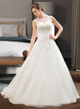 Emmalee Ball-Gown/Princess Illusion Sweep Train Organza Tulle Wedding Dress With Beading Sequins STIP0013719