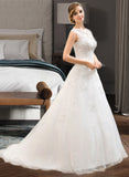 Emmalee Ball-Gown/Princess Illusion Sweep Train Organza Tulle Wedding Dress With Beading Sequins STIP0013719