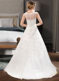 Emmalee Ball-Gown/Princess Illusion Sweep Train Organza Tulle Wedding Dress With Beading Sequins STIP0013719