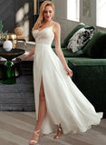 Daniella A-Line V-neck Floor-Length Wedding Dress With Split Front STIP0013721