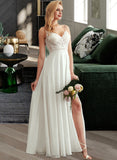 Daniella A-Line V-neck Floor-Length Wedding Dress With Split Front STIP0013721