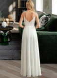 Daniella A-Line V-neck Floor-Length Wedding Dress With Split Front STIP0013721