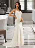 Fatima Trumpet/Mermaid V-neck Court Train Wedding Dress STIP0013725