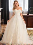 Madelynn Ball-Gown/Princess Chapel Train Tulle Lace Wedding Dress With Sequins STIP0013726