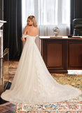 Madelynn Ball-Gown/Princess Chapel Train Tulle Lace Wedding Dress With Sequins STIP0013726