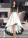 Karli Ball-Gown/Princess Scoop Neck Asymmetrical Satin Wedding Dress STIP0013728