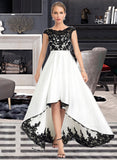 Karli Ball-Gown/Princess Scoop Neck Asymmetrical Satin Wedding Dress STIP0013728