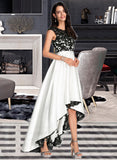 Karli Ball-Gown/Princess Scoop Neck Asymmetrical Satin Wedding Dress STIP0013728