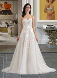 Litzy Ball-Gown/Princess Sweetheart Court Train Tulle Wedding Dress STIP0013732