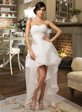 Arielle A-Line Sweetheart Asymmetrical Organza Wedding Dress With Ruffle Beading Sequins STIP0013733