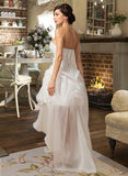 Arielle A-Line Sweetheart Asymmetrical Organza Wedding Dress With Ruffle Beading Sequins STIP0013733