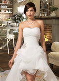 Arielle A-Line Sweetheart Asymmetrical Organza Wedding Dress With Ruffle Beading Sequins STIP0013733