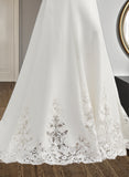 Nicola Trumpet/Mermaid V-neck Court Train Lace Stretch Crepe Wedding Dress With Sequins STIP0013738