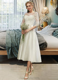 Lainey A-Line Illusion Tea-Length Wedding Dress With Lace STIP0013741