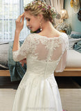 Lainey A-Line Illusion Tea-Length Wedding Dress With Lace STIP0013741