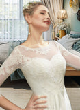 Lainey A-Line Illusion Tea-Length Wedding Dress With Lace STIP0013741