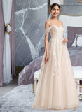 Patience Ball-Gown/Princess Off-the-Shoulder Chapel Train Wedding Dress STIP0013742